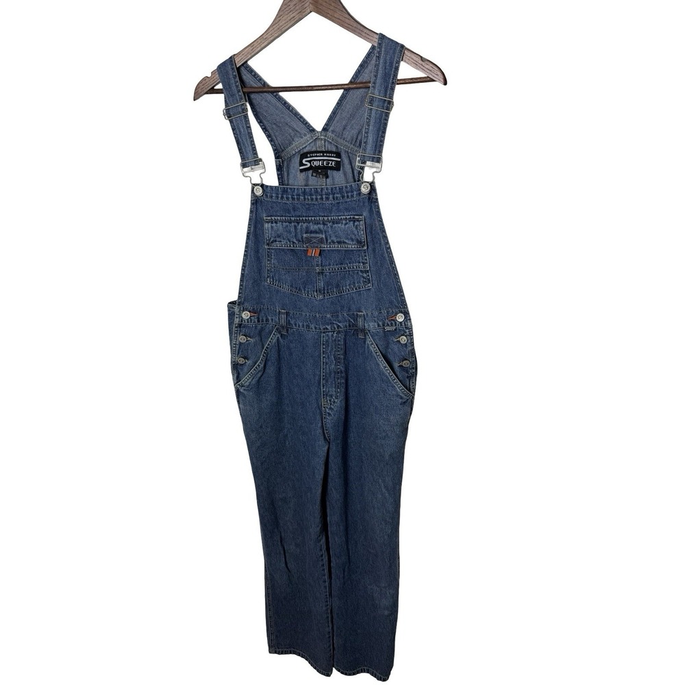 Stephen Hardy Squeeze Women's Bib Overalls Size M  Blue Wash Faded Vintage 2000